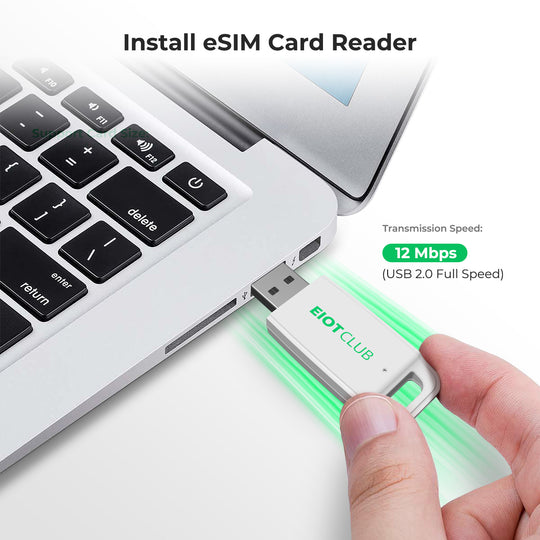 EIOTCLUB eSIM Card & Reader Bundle - Physical eSIM Card for Unlocked Android/iPhone/Router, Unlimited Downloads, Global Travel (USA/Europe/200+ Countries), Windows & macOS Support